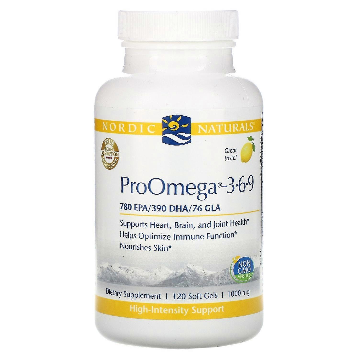 Nordic Naturals, ProOmega - 3-6-9, Zitrone, 1.000 mg, 120 Weiche Gele