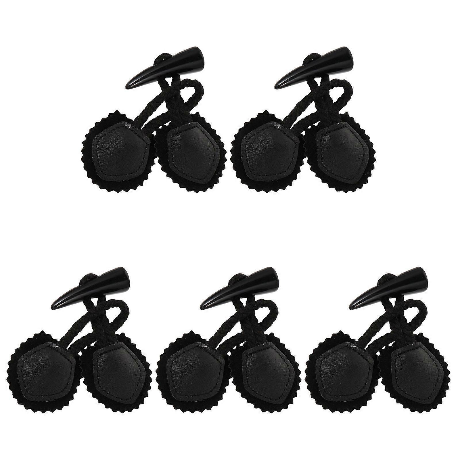 Clothing Toggle Button Horn Button for Coat Closure 5Pairs Black