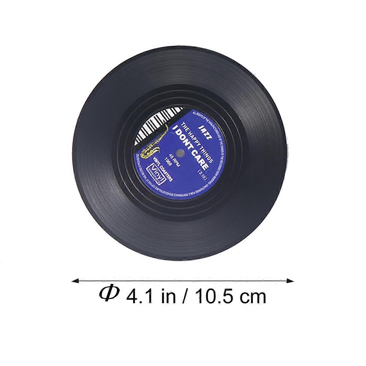 Vintage Vinyl Record Cup Mat Coaster for Kitchen Use 4Pcs Black