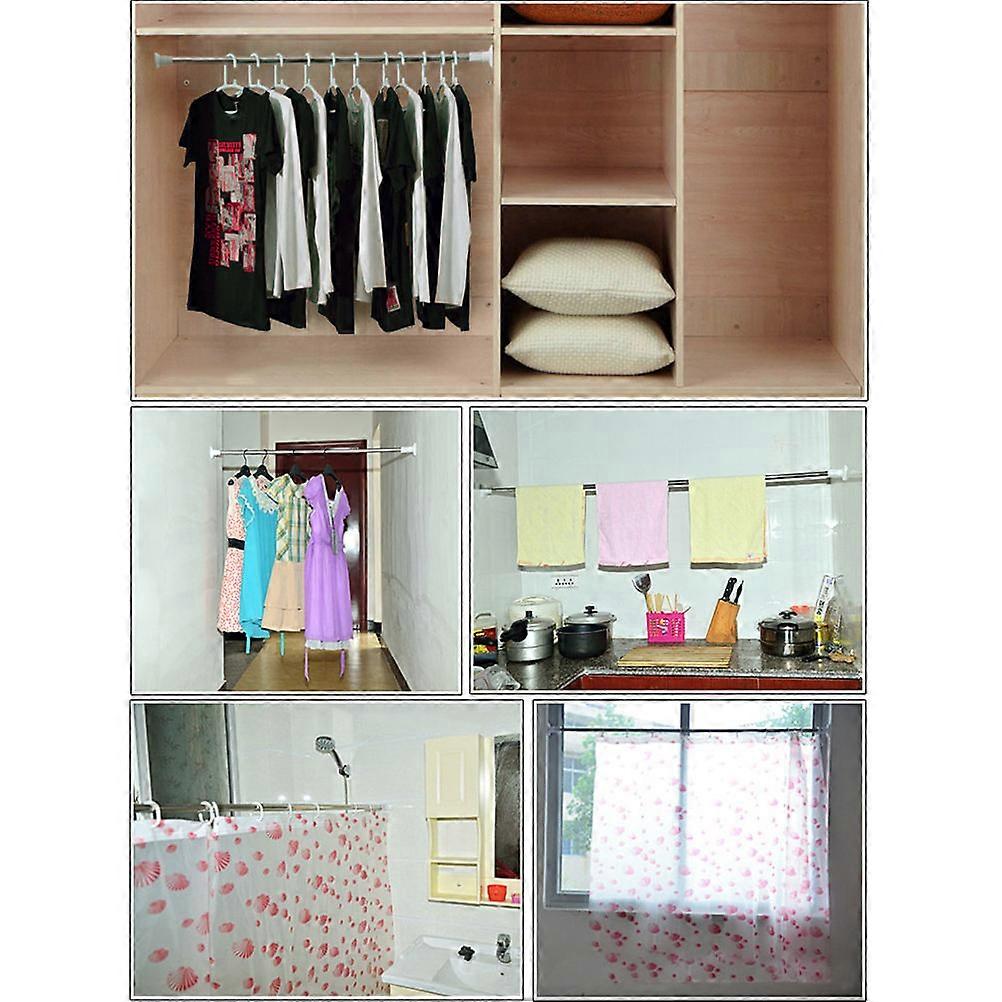 Multi-Function Curtain Rod Brackets Stainless Steel Rod for Clothes Drying 3Pcs