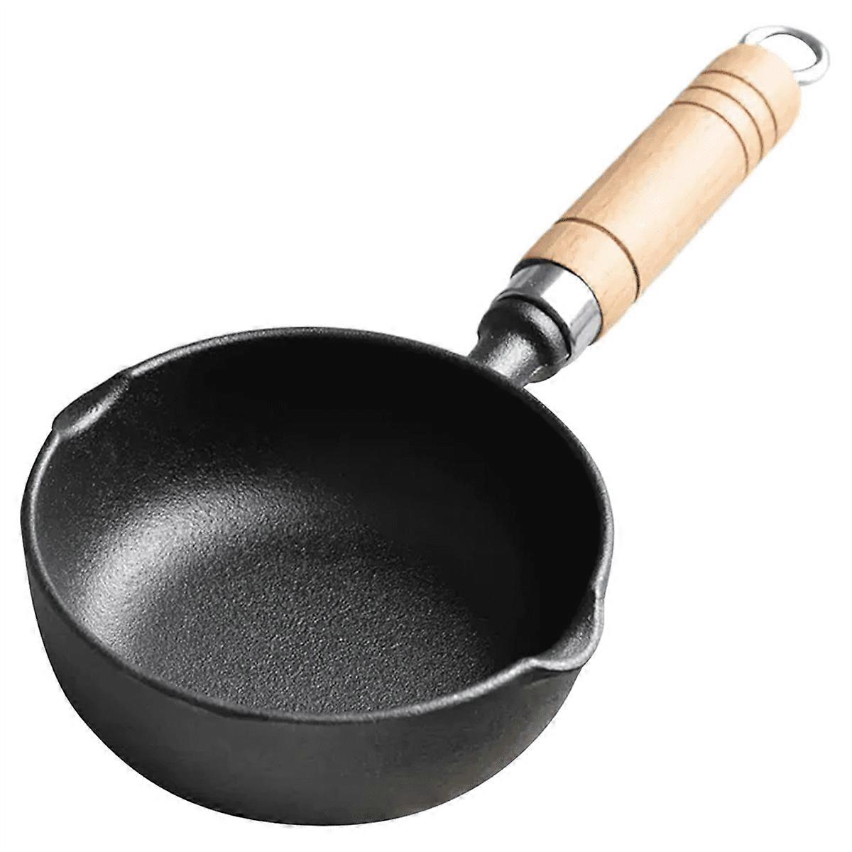 Butter Melting Pot,Butter Melter, Non-Stick Cast Iron Sauce Pot with Wood Handle, Small Cast Iron Melting Pot, Hanging
