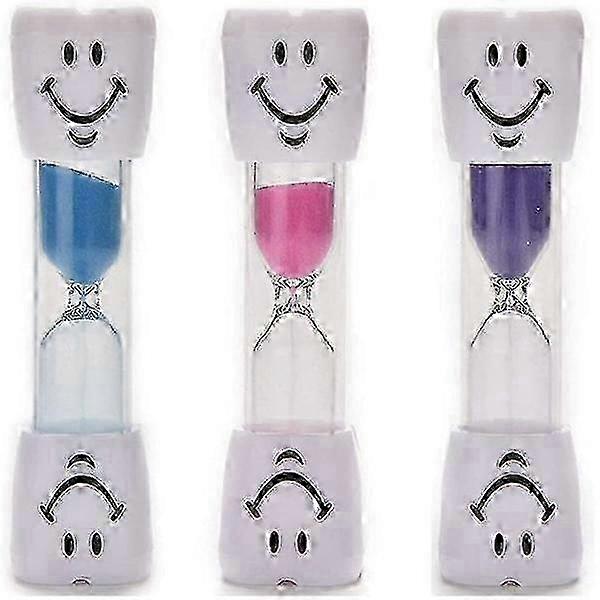 "3-pack children's toothbrush timer, 2 minute smiley hourglass, hourglass"