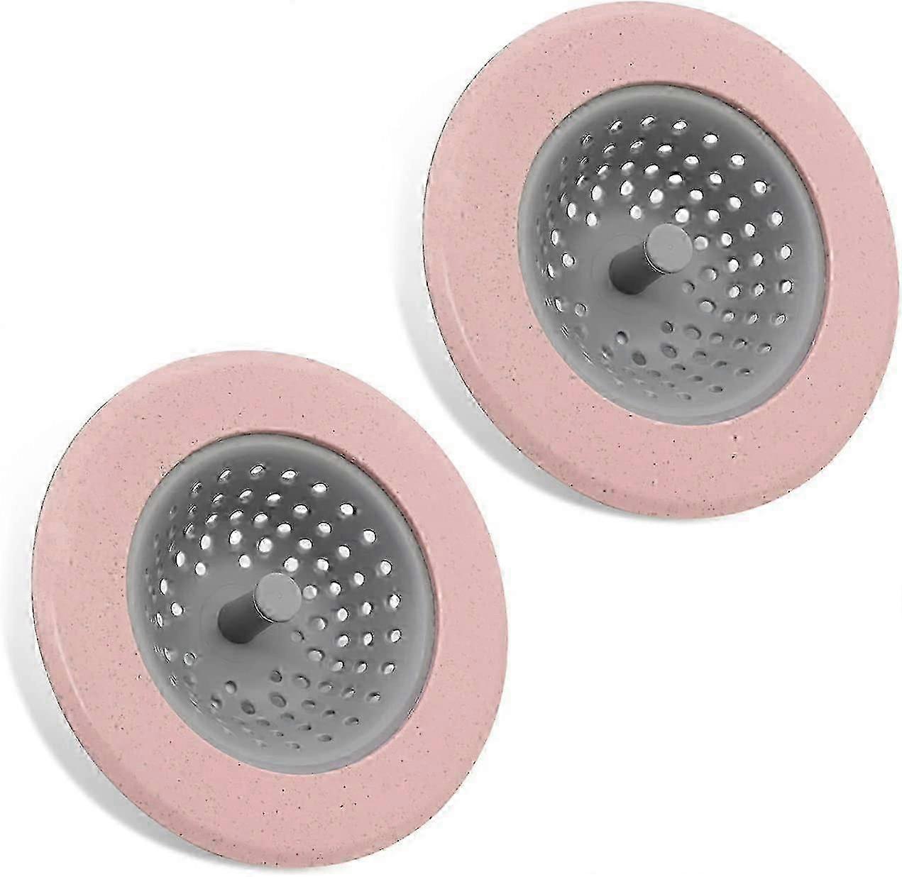2er-Pack Küchenspüle Abflusssieb, Silikon Lebensmittelspüle Sieb, Abflussabdeckung Küchenspülenkorb für Küchenspüle (Rosa)