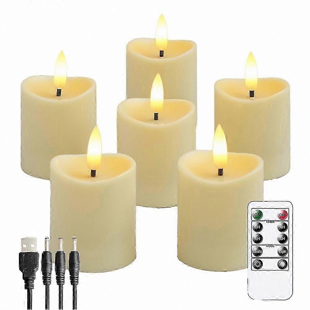 Rechargeable Flameless Candles with Flickering LED Light, Real Wax Design, Remote Control Included