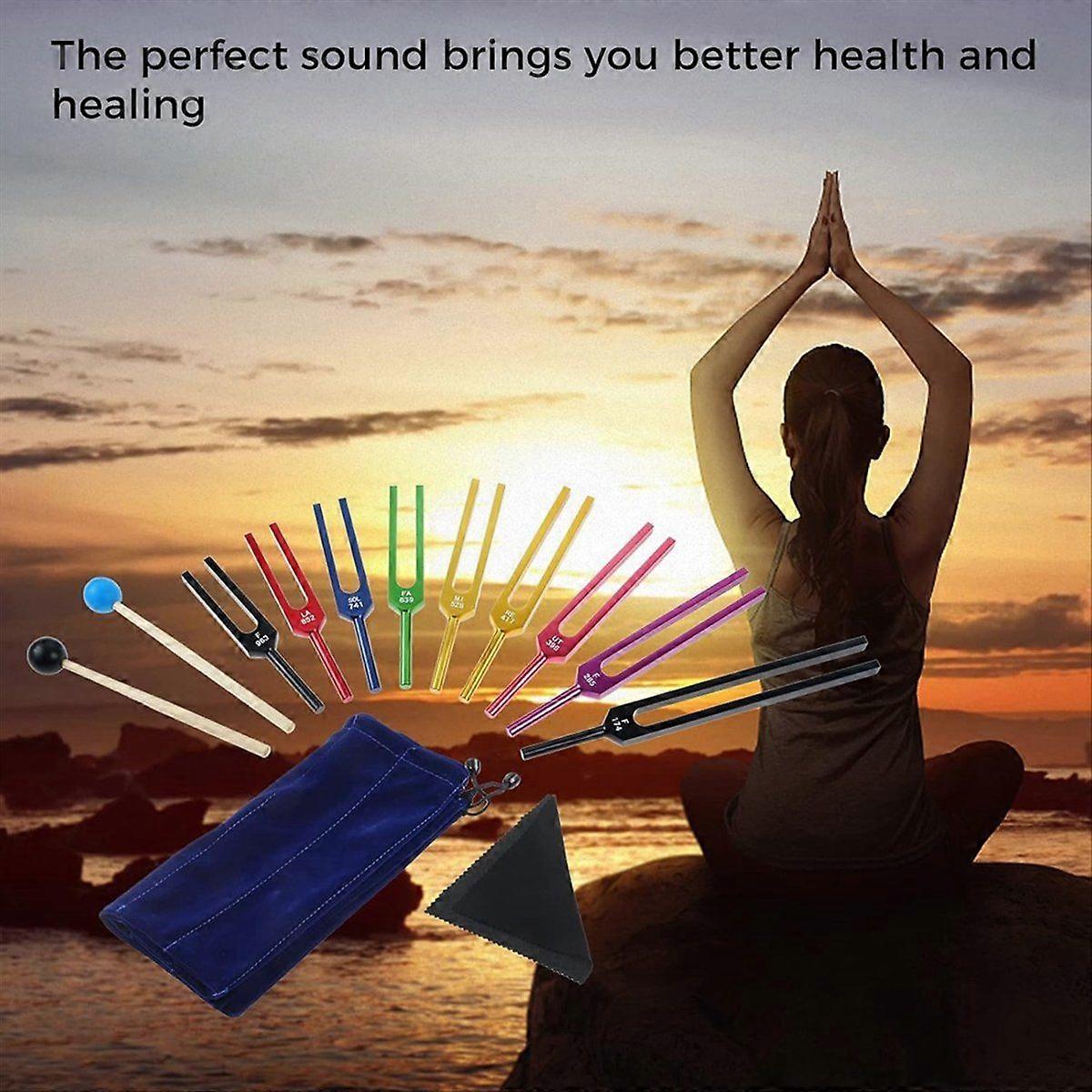 Tuning Fork Set, 9 PCS Color Tuning Forks