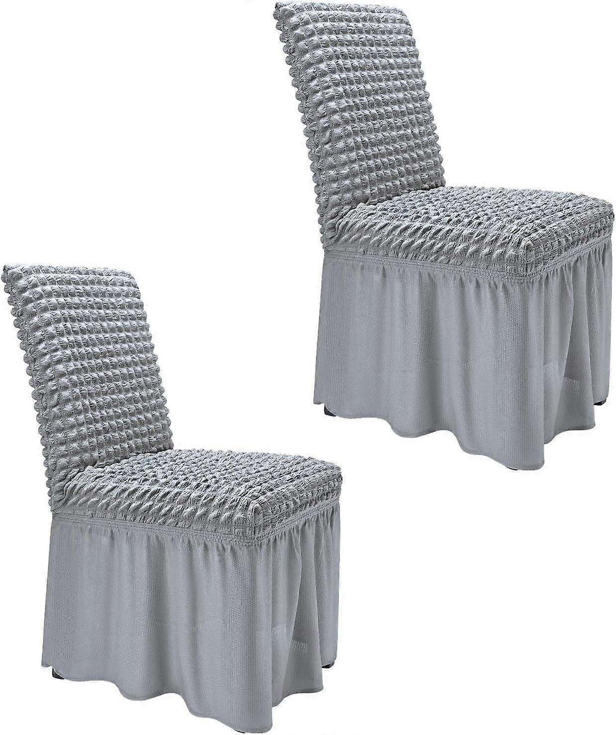 Capas para cadeiras de jantar NANAHuang com saia, elásticas, removíveis e laváveis, em elastano, compatíveis com cadeiras Parson, 6 peças, verde.