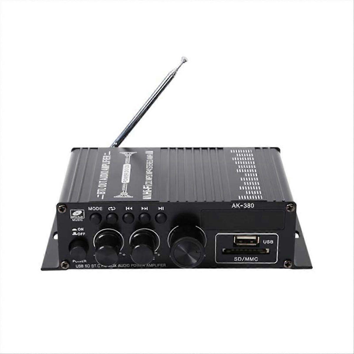 -380 Bluetooth Audio Power Amplifier 2.0 CH Bluetooth Receiver Speaker Amp USB SD AUX Input with Po