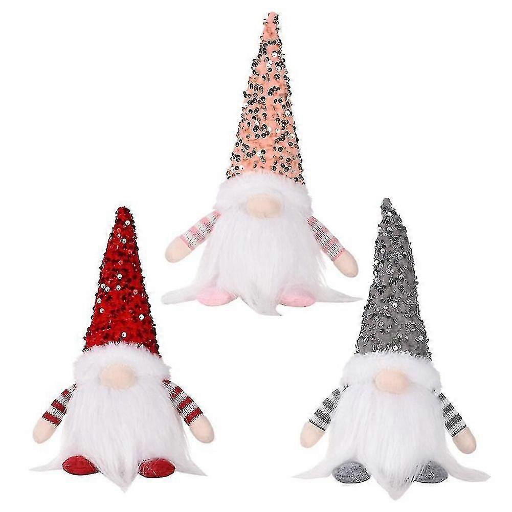 3-Pack Christmas Party Decorations Rudolph Dolls With Sequin Hats
