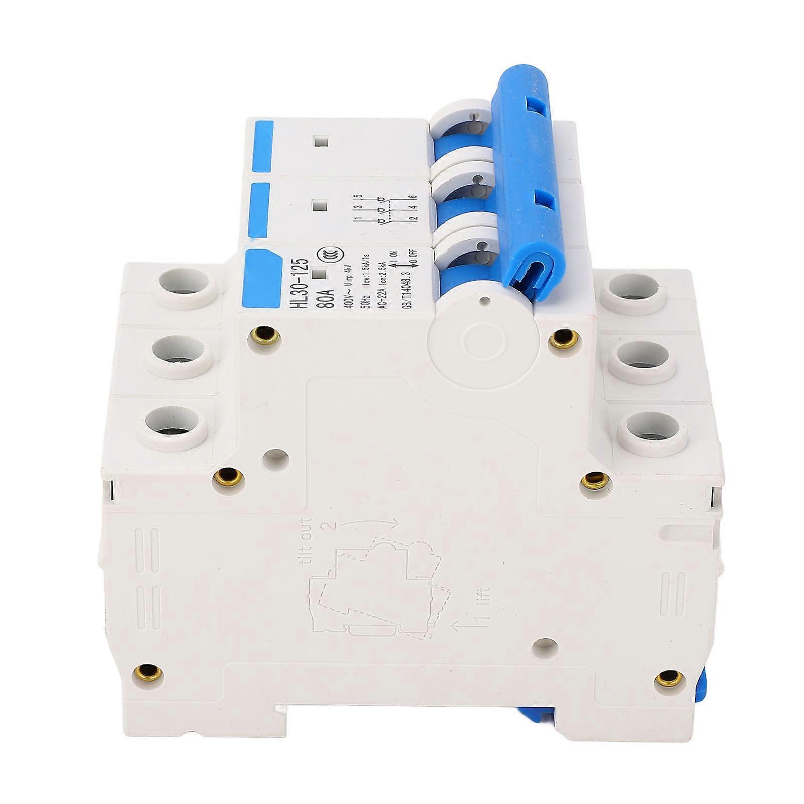 Disconnecting Switch Miniature Circuit Breaker PC Flame Retardant 3 Poles DIN Rail Mount Circuit Breaker 400V 80A 