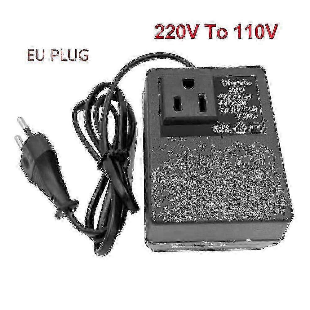200W Voltage Converter 220V to 110V Step Down Transformer - Travel Adapter EU Plug Inverter