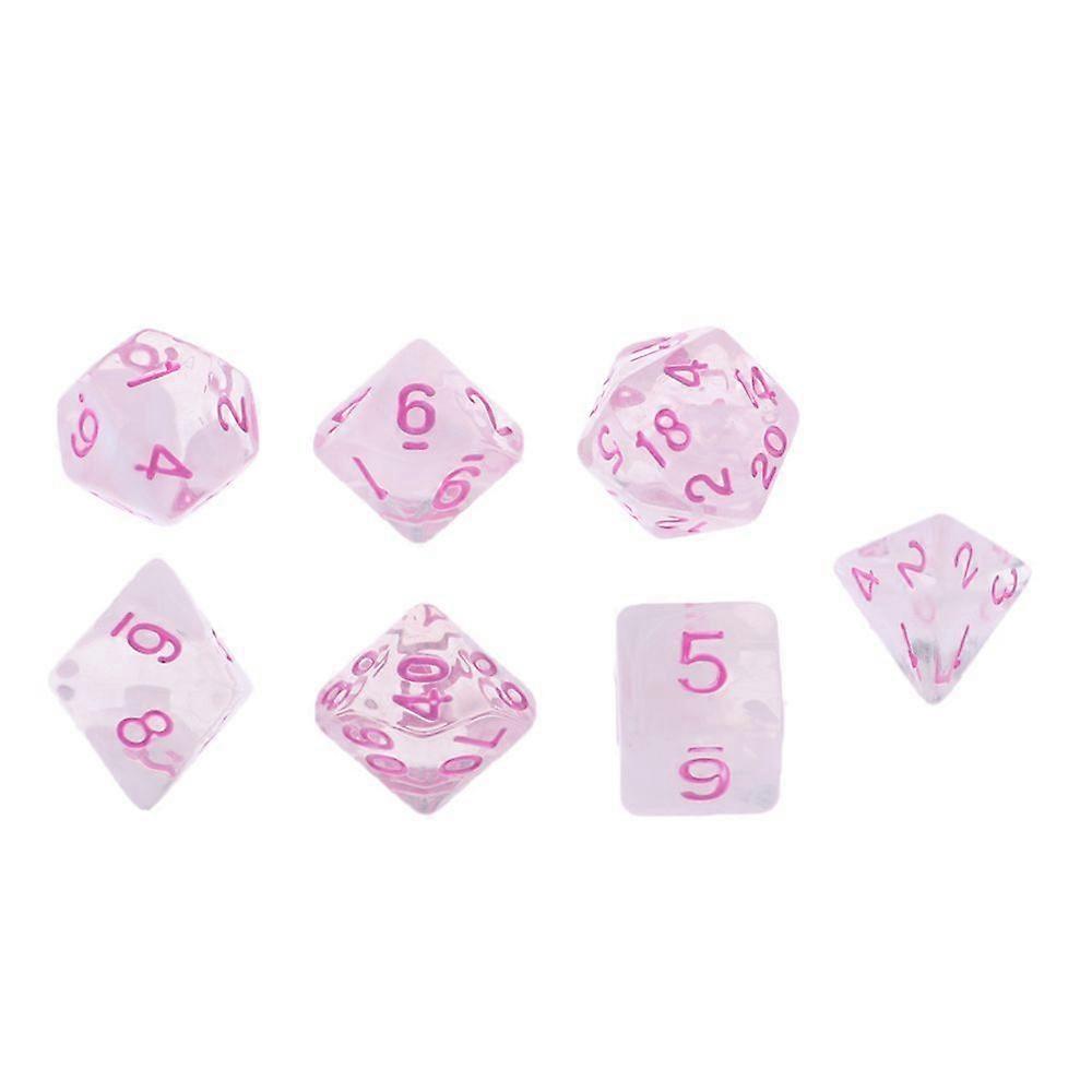 7 pieces multi-sided clear transparent plastic with number dice