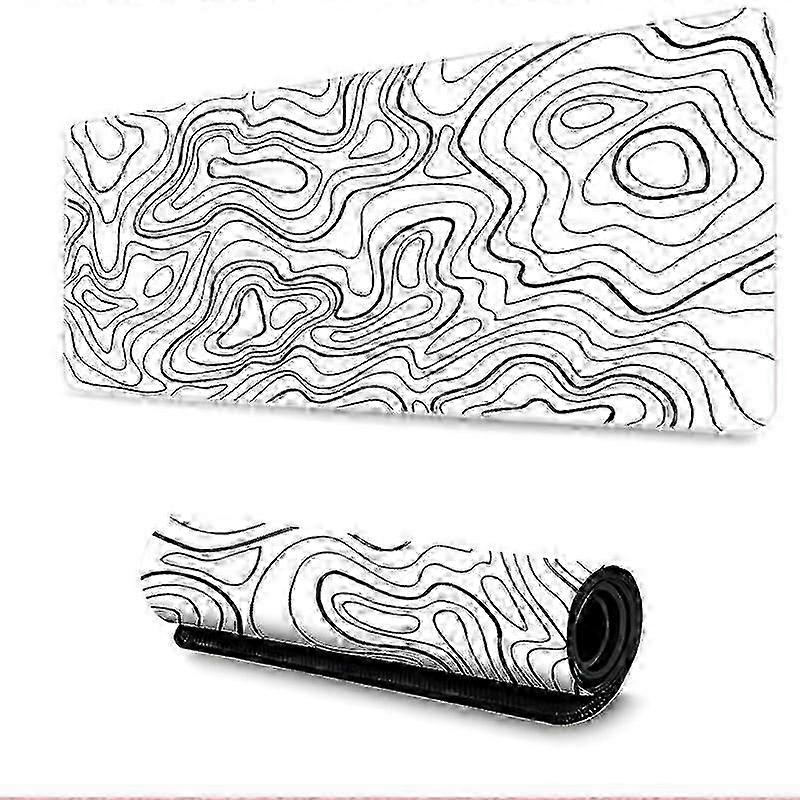 Large Gaming Mouse Pad With Stitched Edges, Minimalist Topographic Map Desk Mat, Extended Mousepad With Anti-slip Base, Cool Desk Pad For Keyboard 202