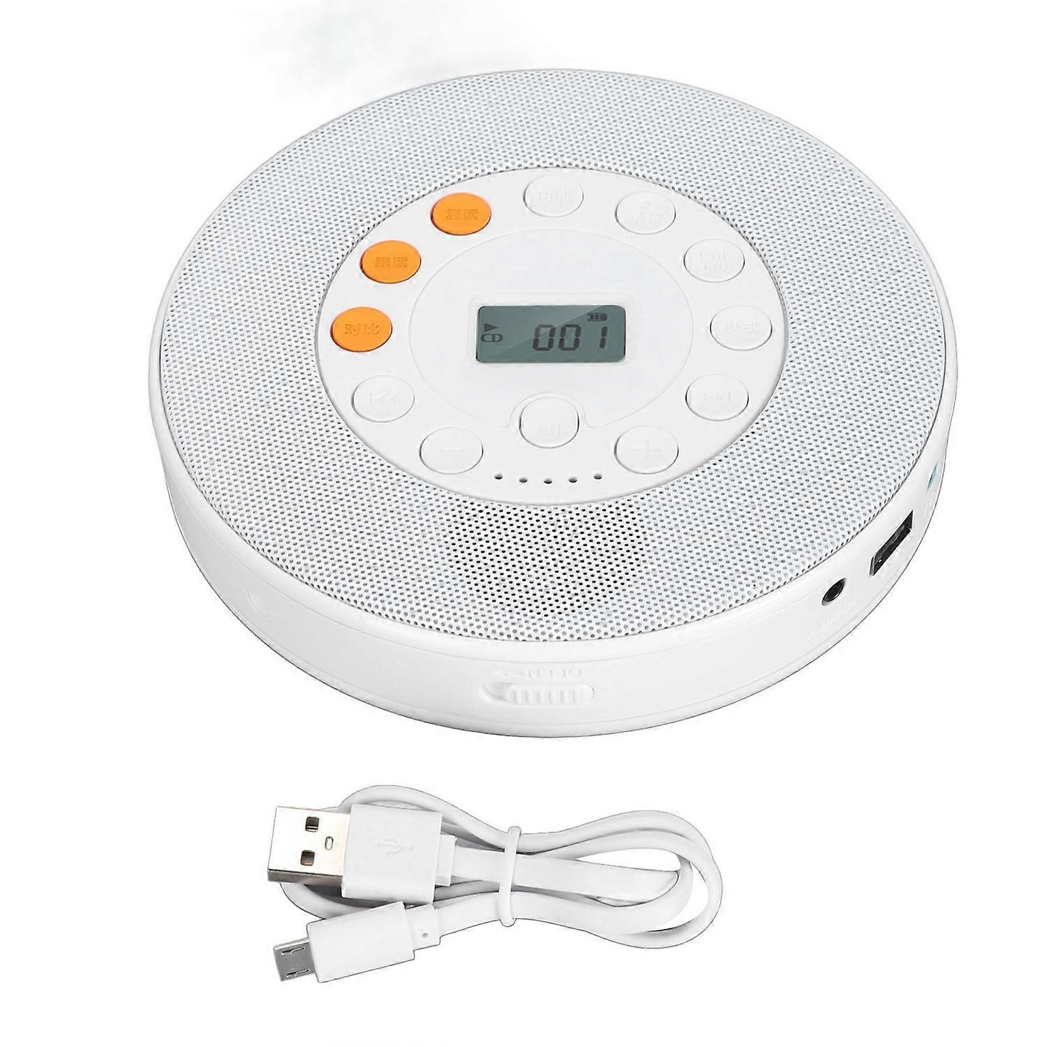 Portable CD Player 2000mAh Rechargeable CD Music Player Support CD CD‑RW MP3 with Speaker for Car Ho