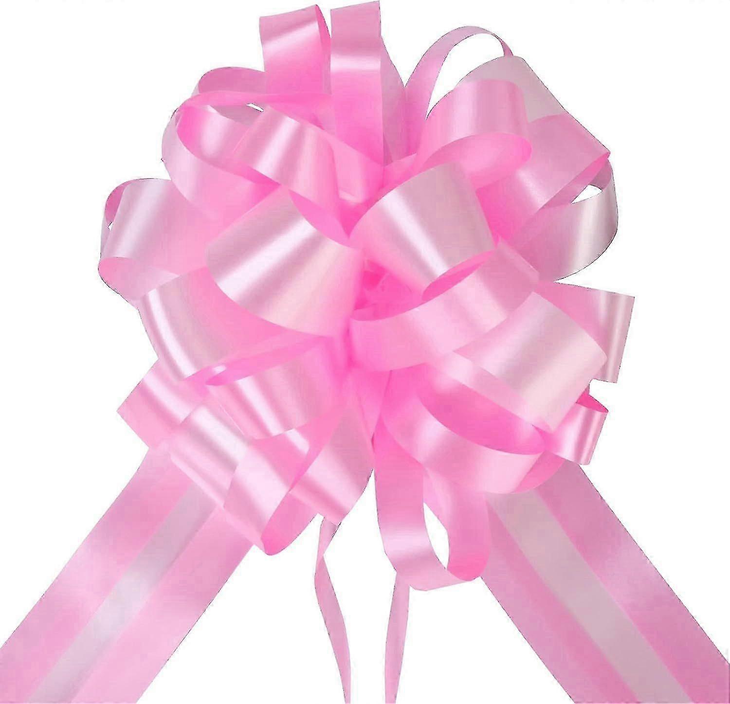 10 Pieces (Pink) Ribbon Pull Bows, Large Ribbon Bows for Gifts Baskets Flower Arrangements Wedding Cars Party Decorations