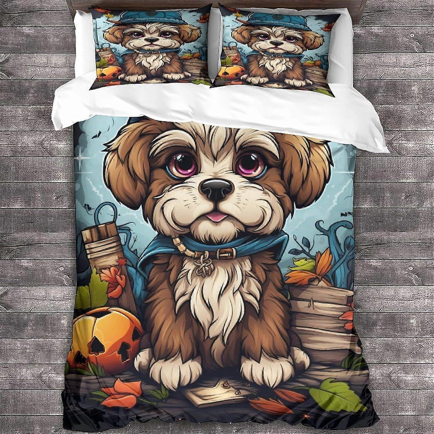 LikeEj 3D المطبوعة نمط الفراش مجموعة للأطفال الكبار ، غطاء لحاف هالوين مع أكياس وسائد ، غطاء ستوكات حيواني مع إغلاق سحاب