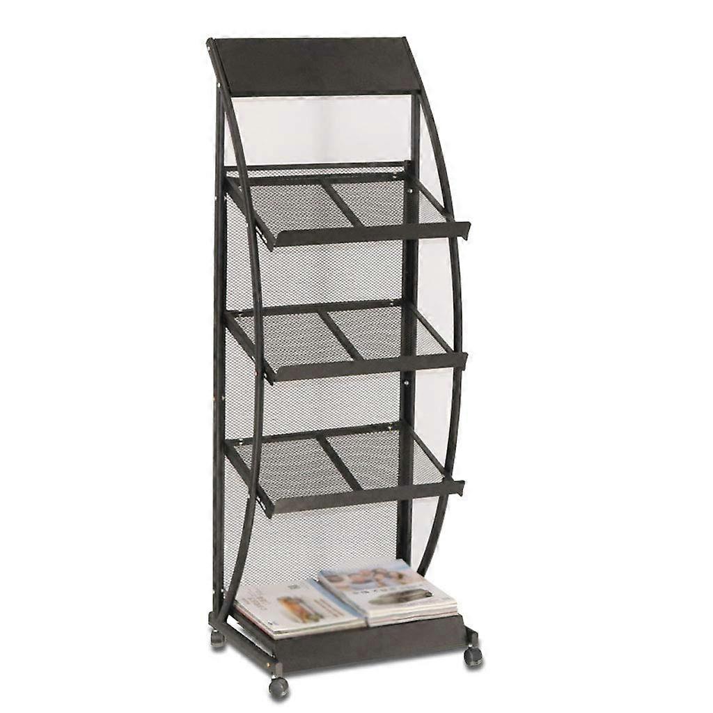 Bookshelf Display Rack Vertical MultiLayer Iron Storage Shelf for Books Magazines Newspapers