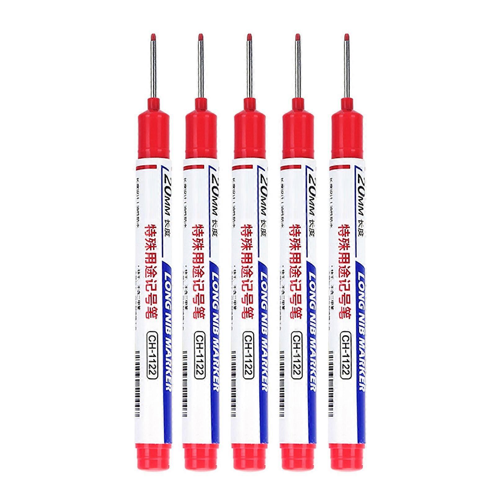5PCS Extended Reach Markers Suitable for Furniture Assembly and Metalworking with Color Coded Identification System  Red