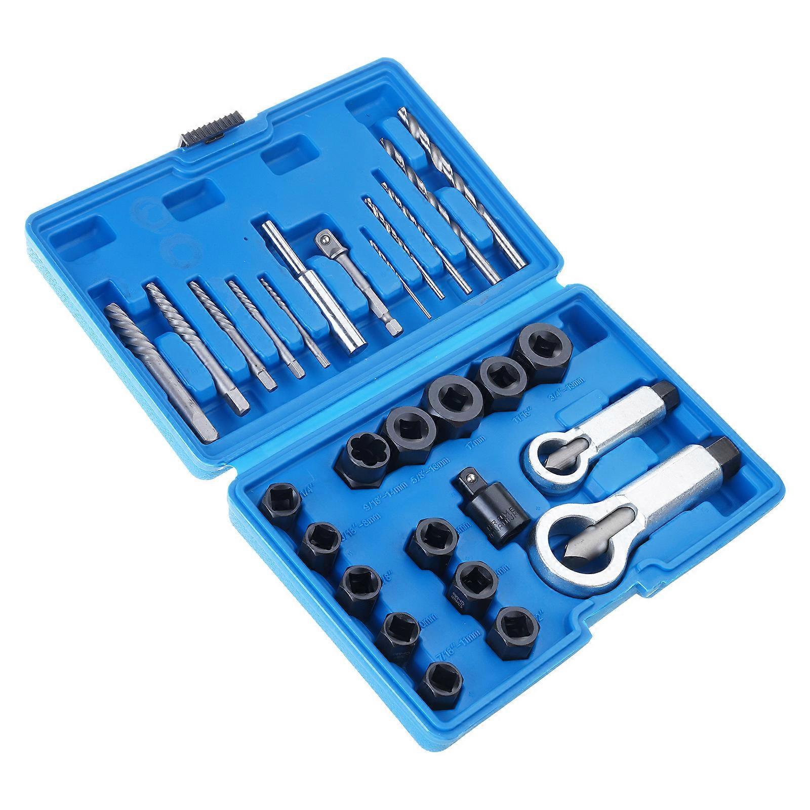 28Pcs Screw Extractors Nut Splitter Cracker Impact Nut Bolt Removal Drill Bit Kit Bolt Extractor Tool For Damaged Screws Multicolor