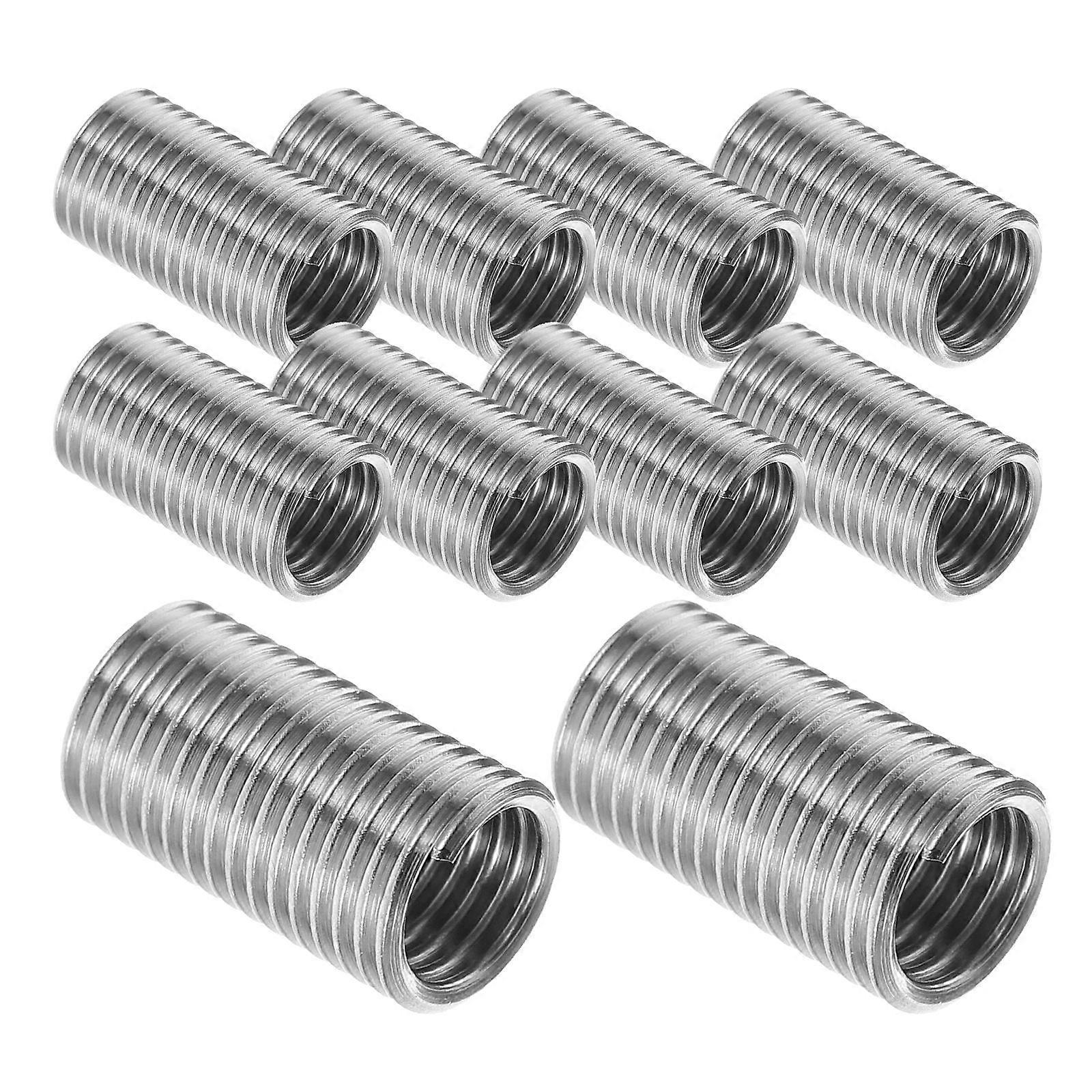 Silver Stainless Steel Threaded Screw Inserts for Thread Repair 10Pcs Kit