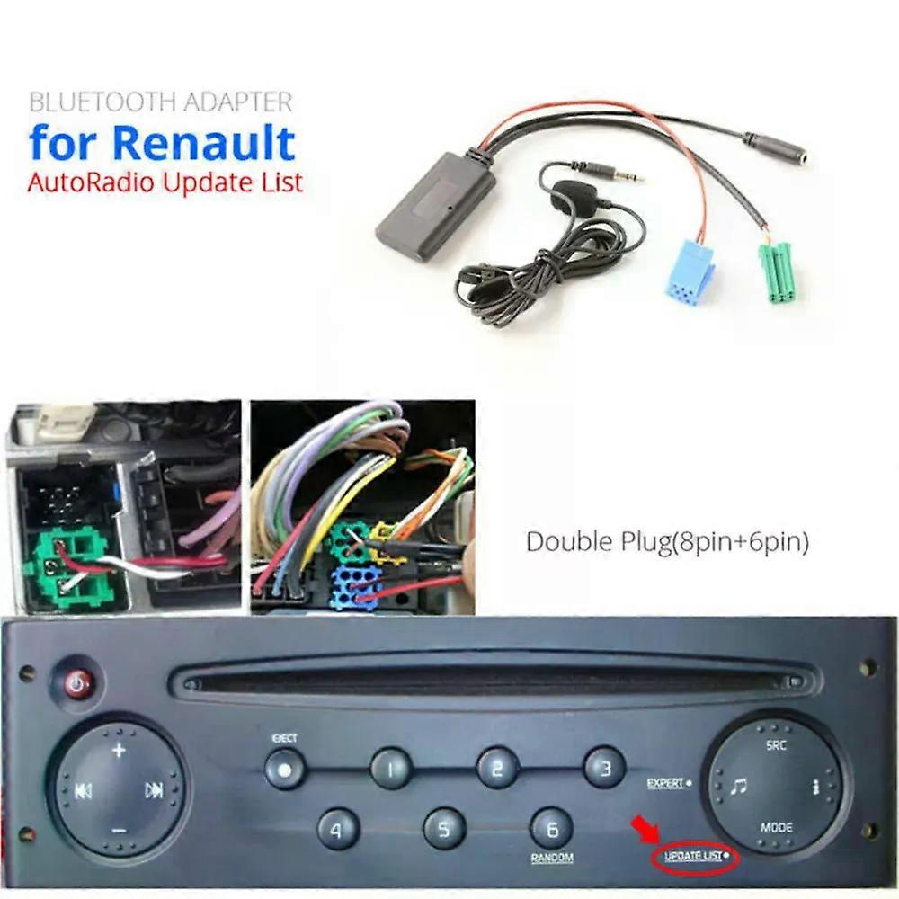 Car Bluetooth-Compatible 50 Stereo Audio AUX Input Cable Free Calling Adapter For Renault For Clio For Kangoo Espace 2005-2011