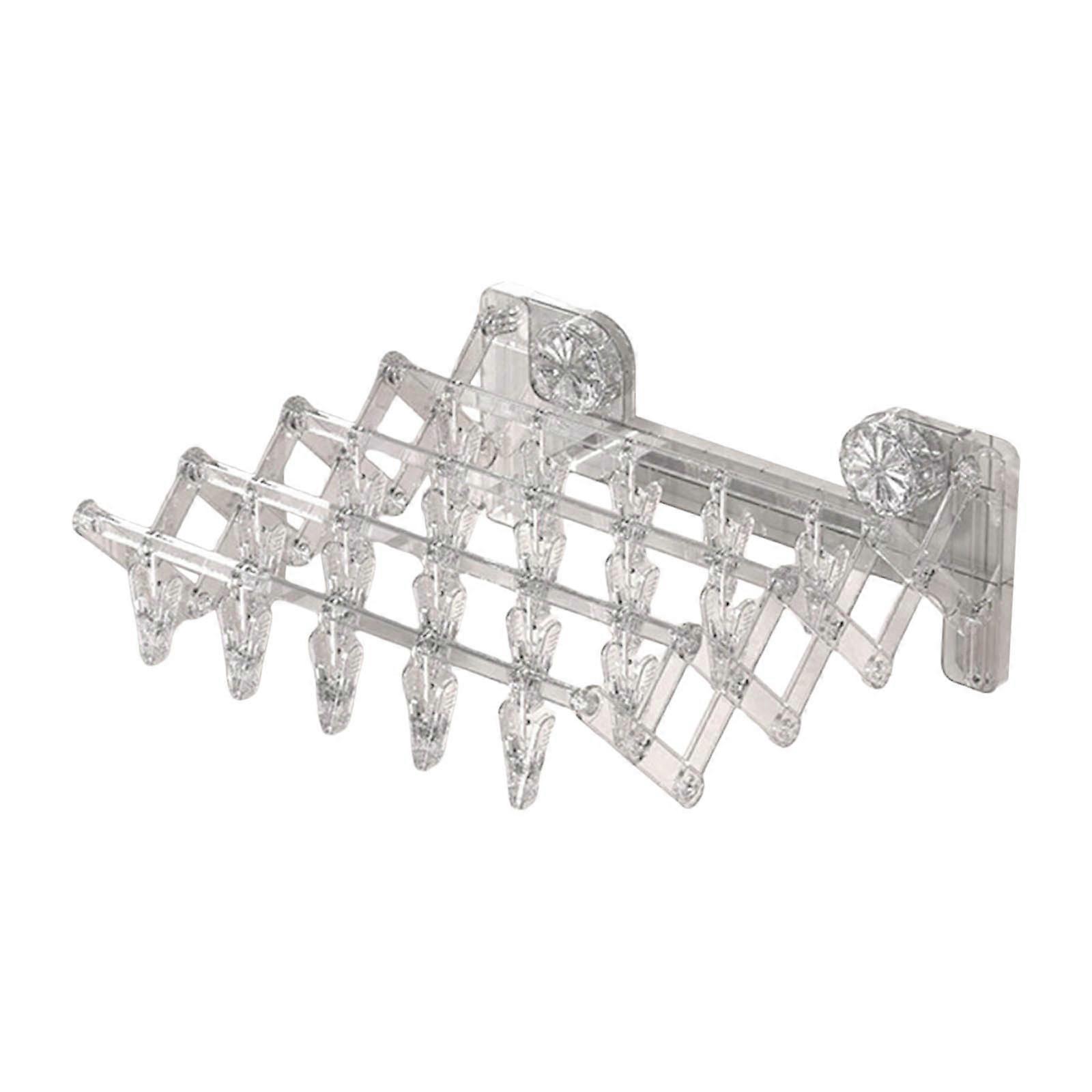 Sturdy Plastic Foldable Sock Organizers Easy Install Suction Cup Sock Drying Solution Portable Shelves For Tight Spaces  Clear