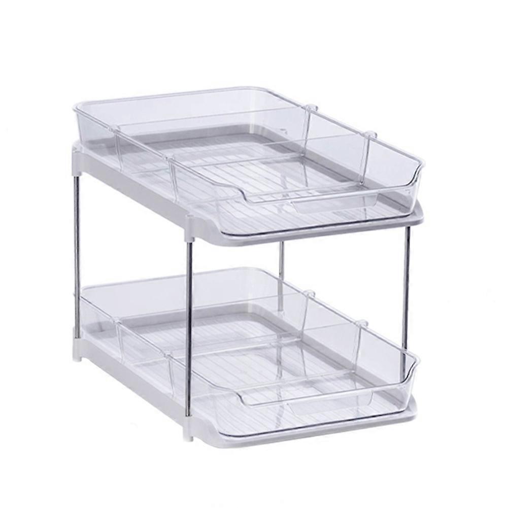 2-Tier Multi- Bathroom Organizers and Storage, Stackable Kitchen Pantry Organization S