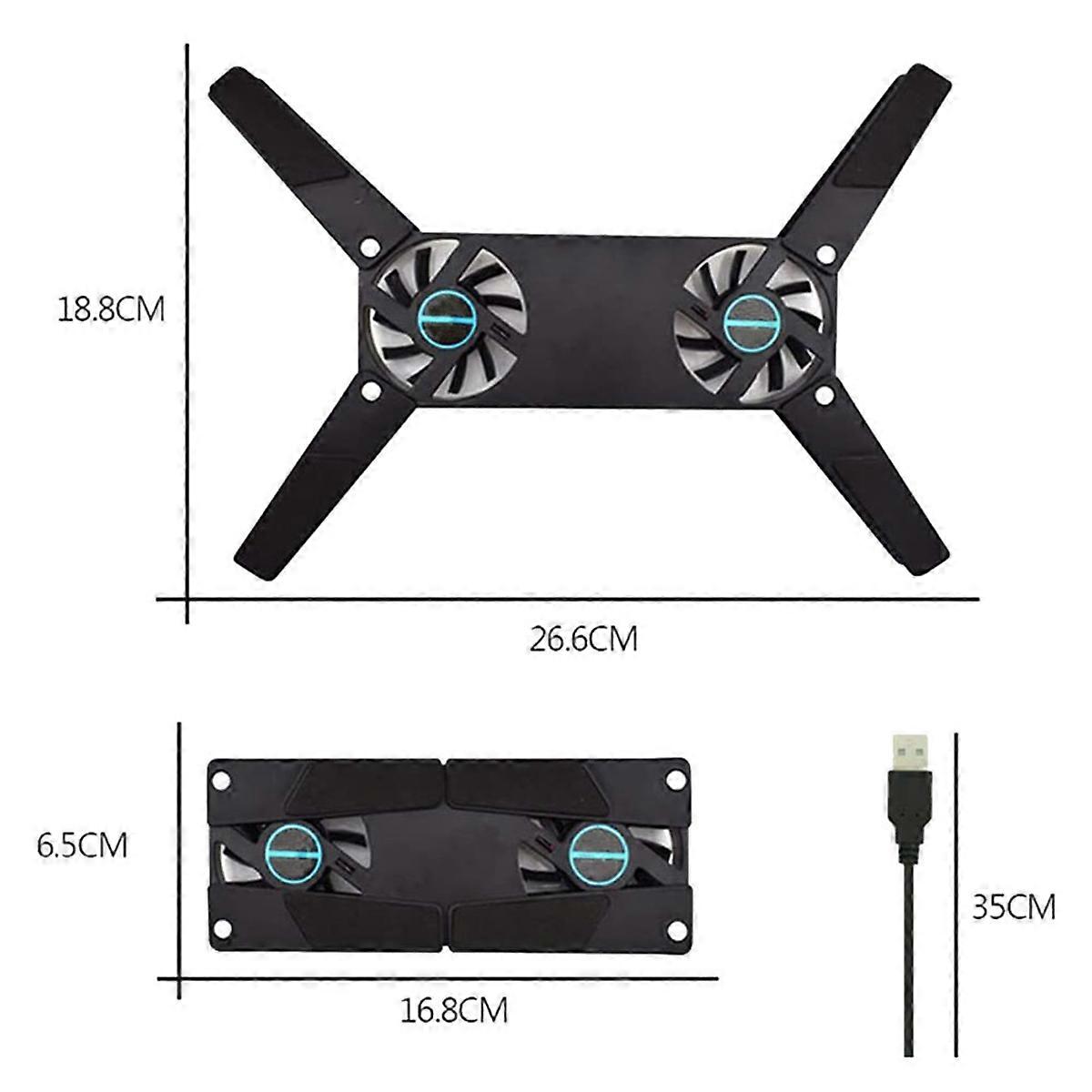 2X Computer Cooling Pad,Portable Notebook Radiator Foldable Dual Fan Cooling Pad Computer Notebook Computer Cooling