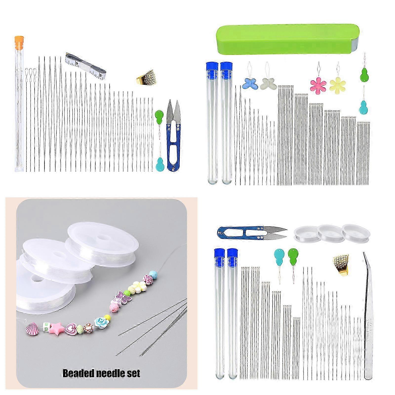 Beading Needle Set with Storage Case for Bracelet Jewelry Making, Including Threaders, Thimble, Bracelet String Cord