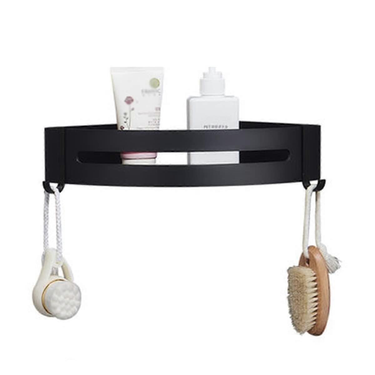 Aluminum Corner Shower Caddy with Hooks Wall Mounted Bathroom Shelf for Space Saving Storage (1 Pack)