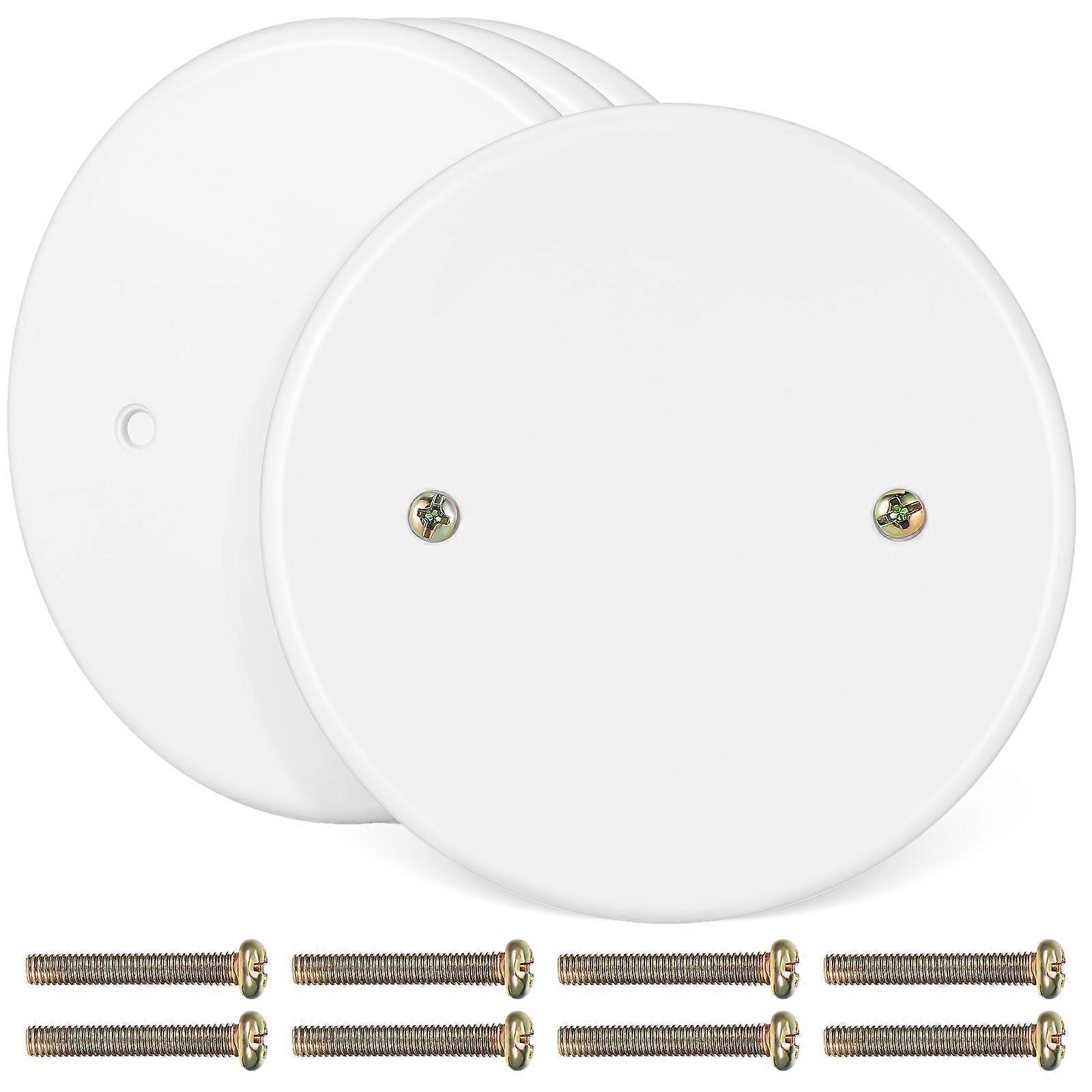 White PP Ceiling Hole Covers for Home Use 4pcs Round Electrical Box Covers for Easy Installation