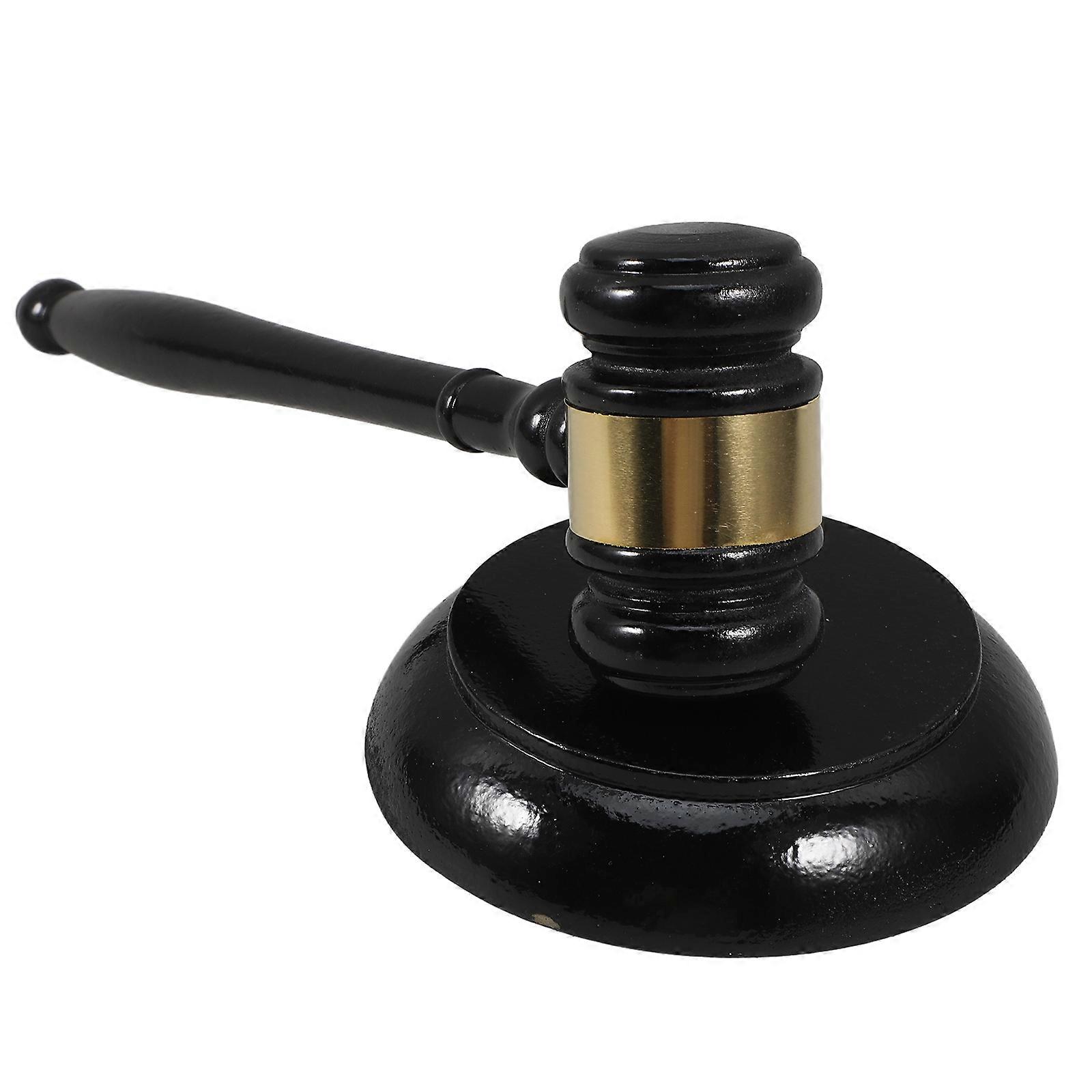Wooden Gavel Judge Hammer for Kids Use with Sound Block 1Set Brown