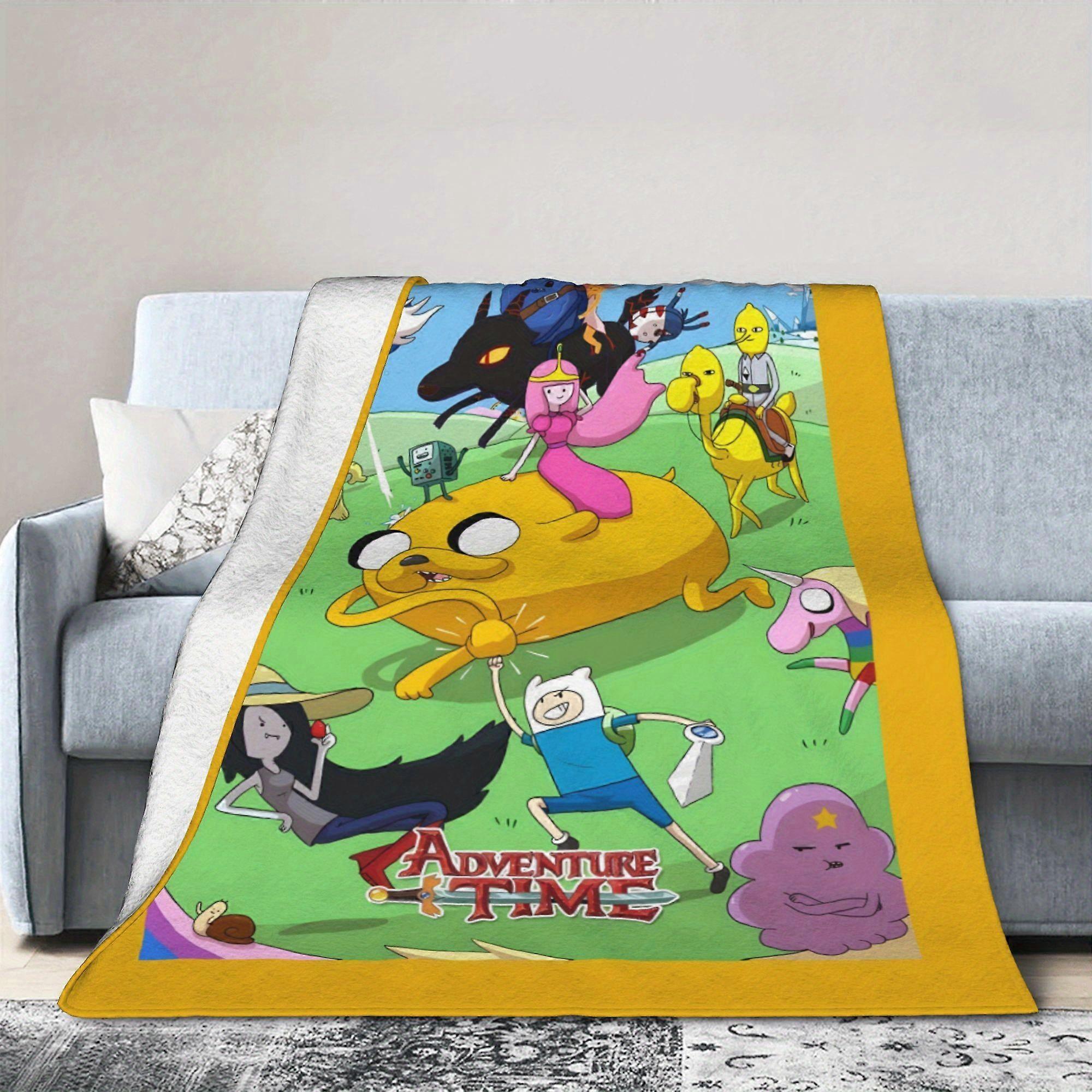 Adventure Time Fleece Blanket - Soft Flannel All-Season Cozy Throw with Finn & Jake Design, Vibrant Colors for Couch, Be-PAKDB23