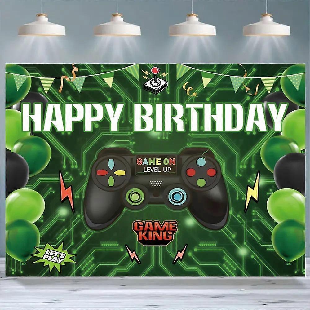 Pixel Game Level Up Backdrop Multiple Sizes 2D Print Game Controller Theme Polyester Boys Birthday Party Photo Background Cool