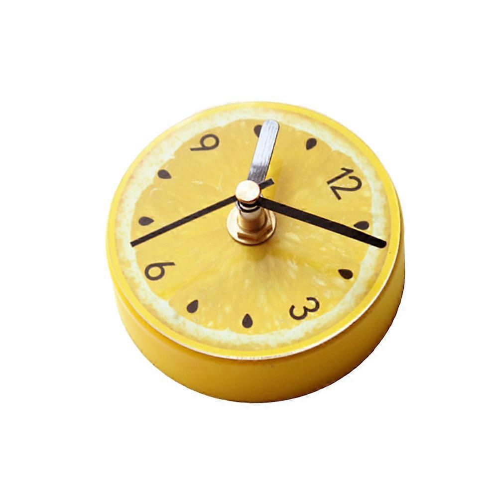 Refrigerator Magnets Sticker Clock Round Fruit Pattern Wall Clock Message Stickers (Yellow Lemon)
