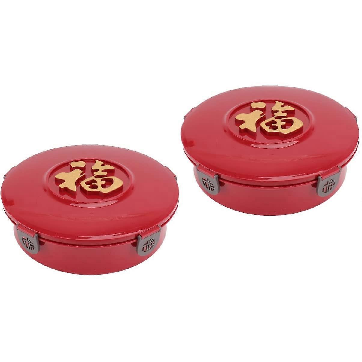 Rotating Snack Serving Tray with MultiCompartment Design for Parties and Home Office Use 28x28cm 2pcs Red