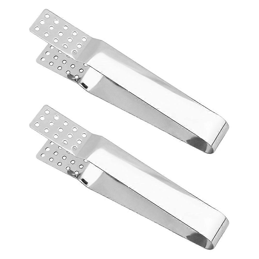 Stainless Steel Tea Bag Tool Squeezer Mini Food Tong Multi Function Silver 13 5x2x2cm 2Pcs