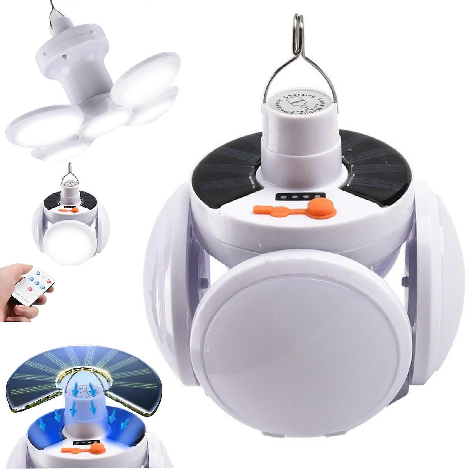 Solar Camping Light Foldable Waterproof LED Lantern with USB Charging and Remote for Outdoor Emergency