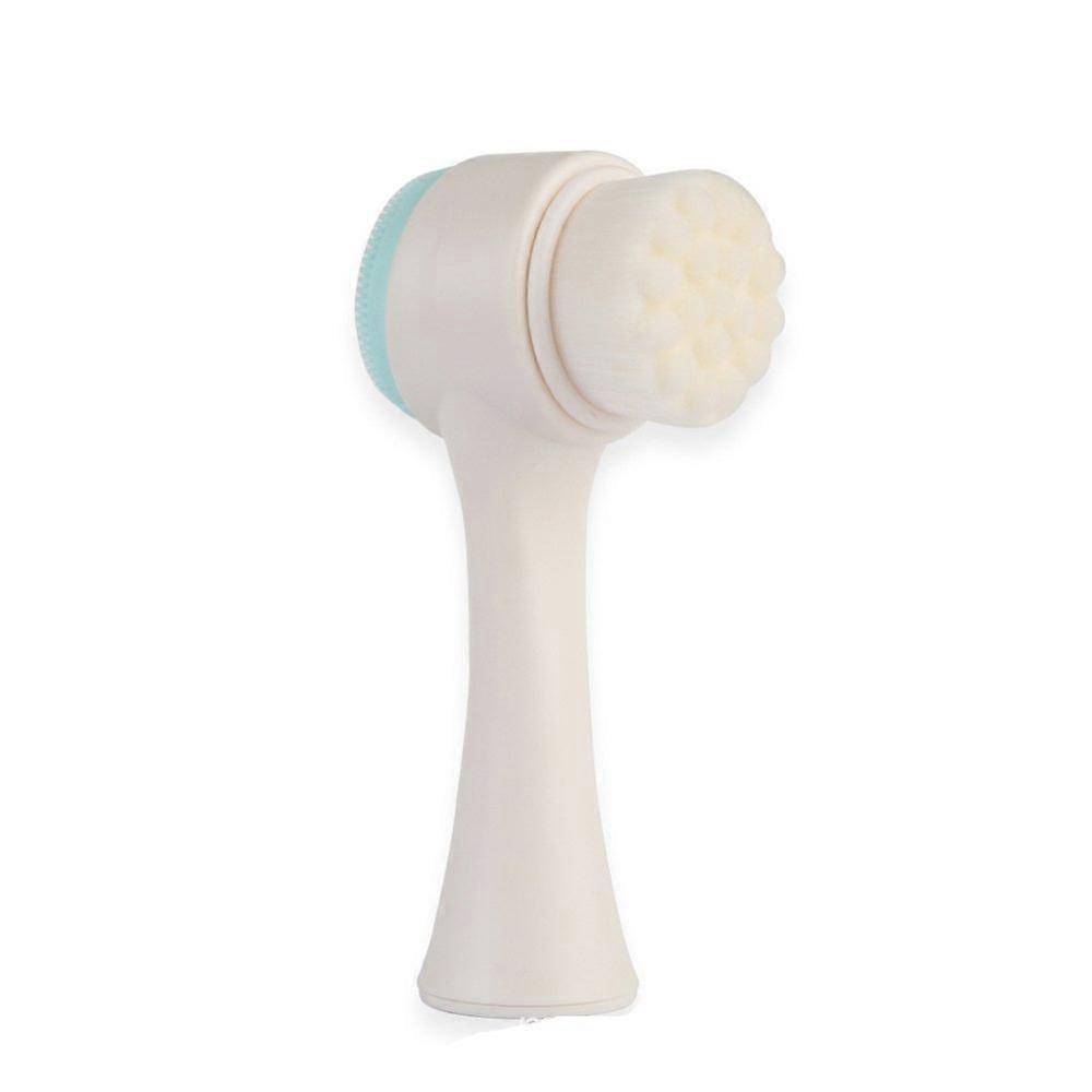 Dual Sided Facial Cleansing Brush with Silicone and Soft Bristles for Deep Pore Exfoliation