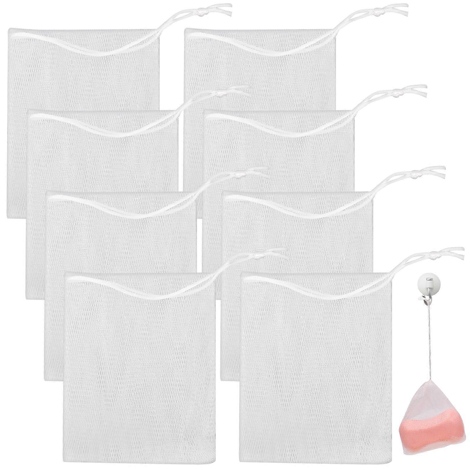8 PCS Soap Saver Bag Exfoliating Mesh Pouch with Drawstring, Rich Foam and Reduce Soap Waste
