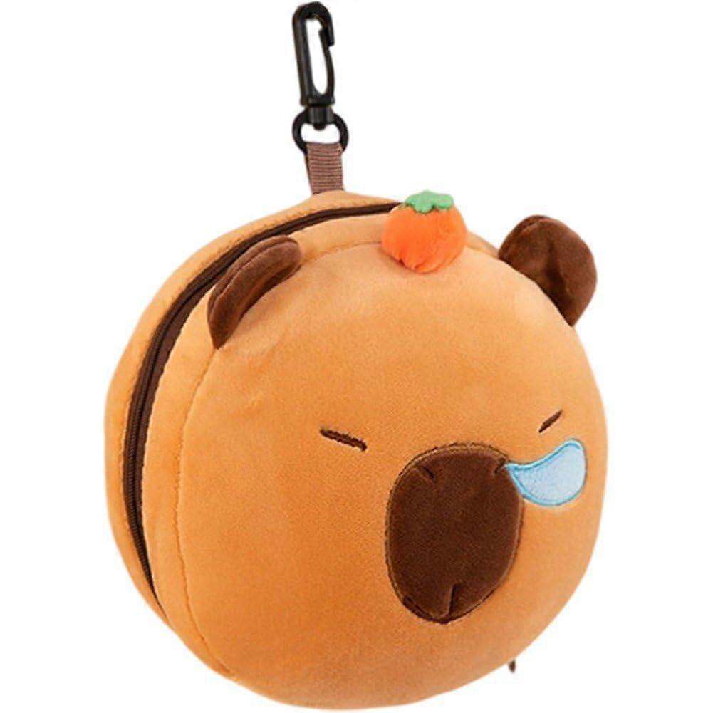 Cartoon Capybara Travel Neck Pillow with Eye Mask, 2 in 1 Design for Airplane Sleeping