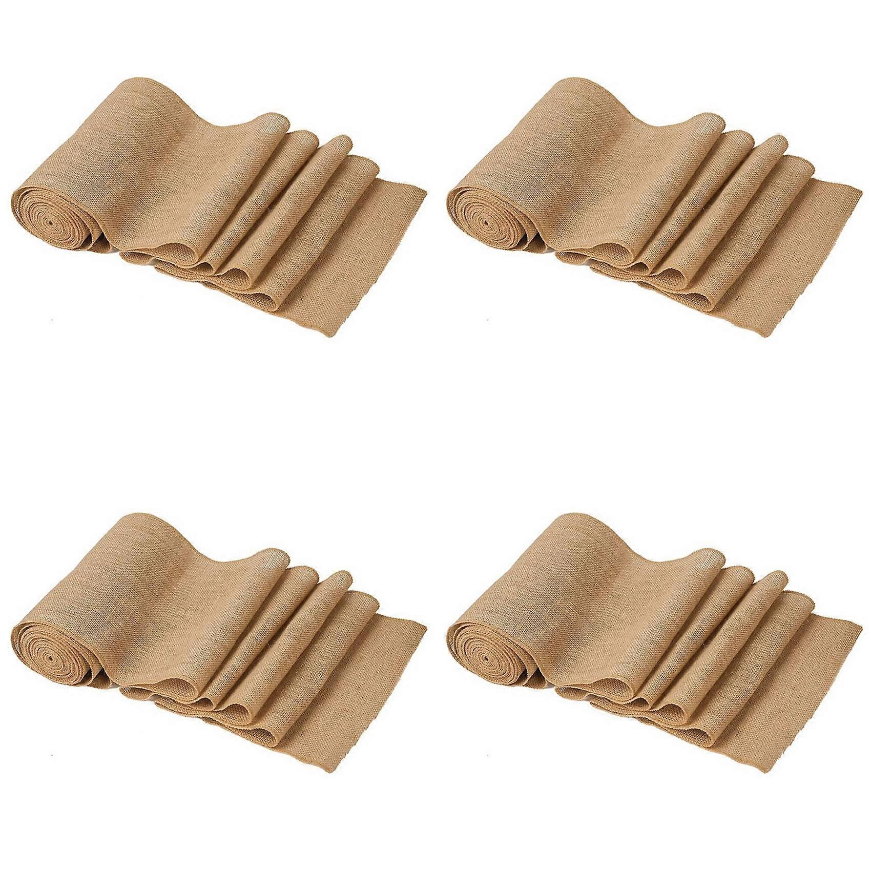 4X Table Runner 10 M X 30 cm Jute Table Runner Linen Jute Fabric, Table Runner Roll Table Decoration