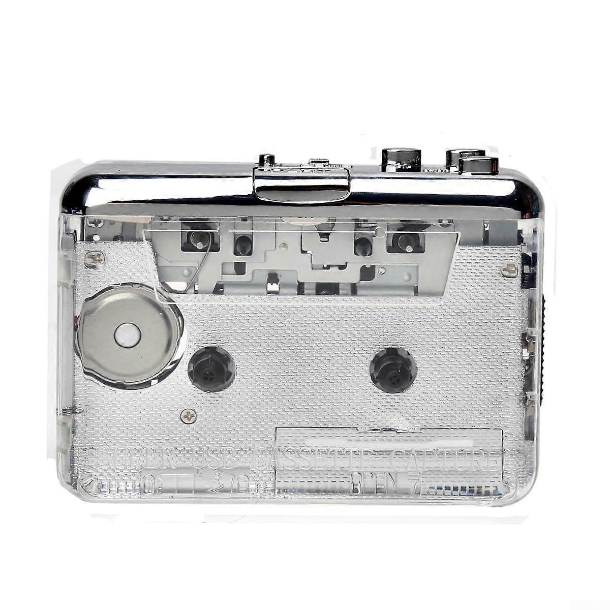 Portable Transparent Shell Cassette Player Tape To MP3 Audio Converter With USBC Port For Digitizing Music Collections