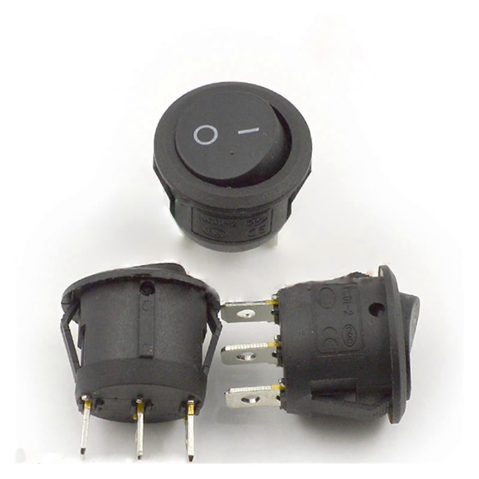 Rocker Switch KCD1-201/3P 10pcs-30pcs 23MM Round Boat Toggle Switch Unipolar 6A 250V 3 Feet Opening 20mm