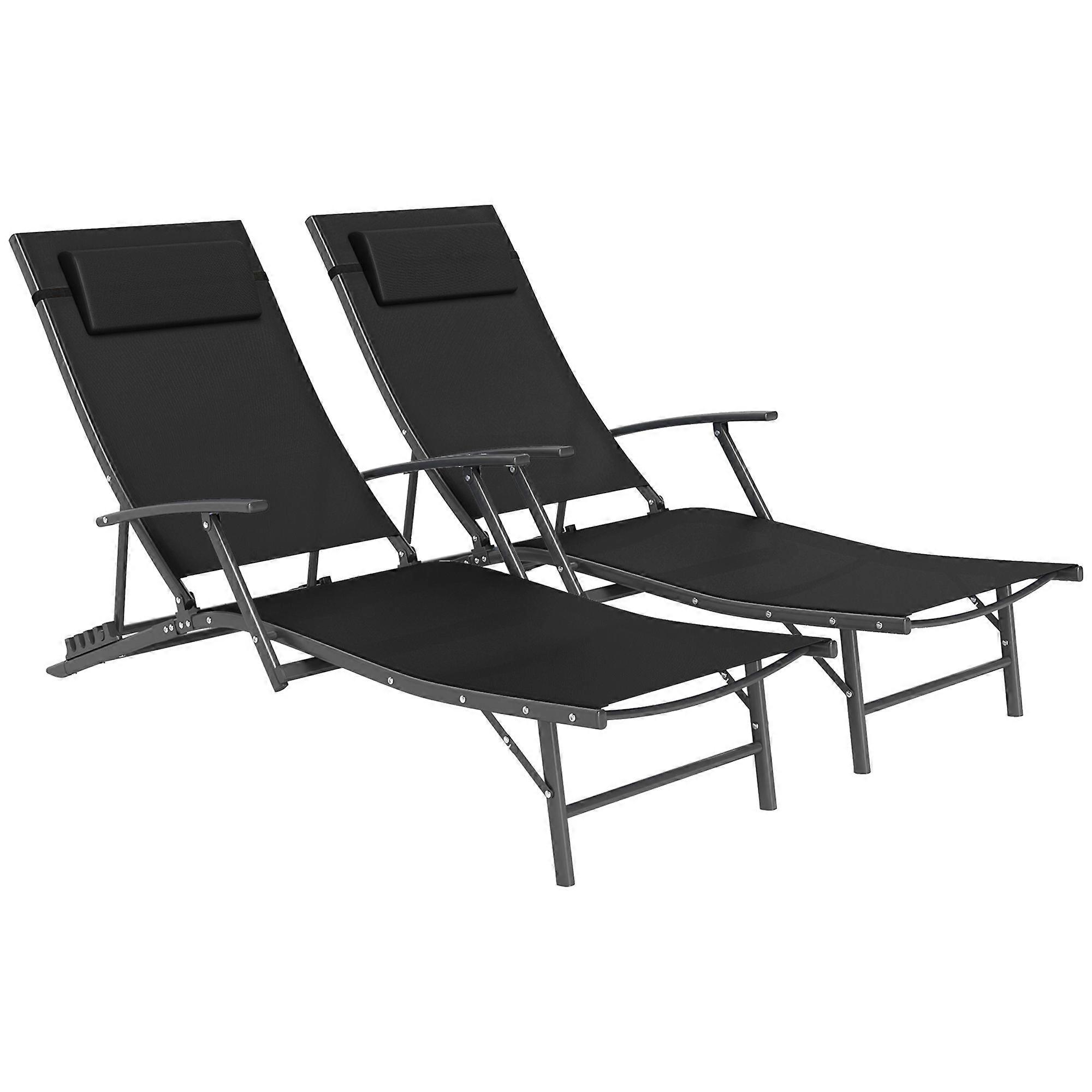 Set of 2 Adjustable Back Sun Loungers
