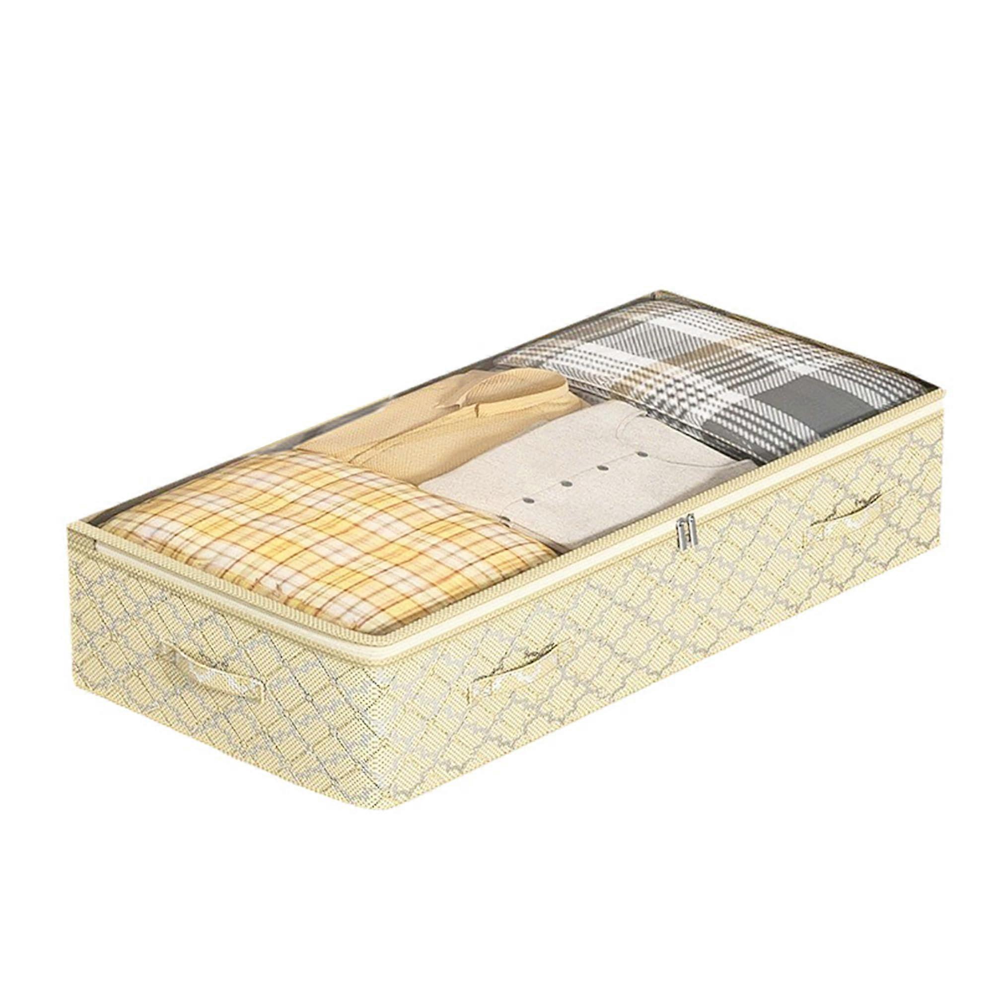 Foldable Under Bed Storage Containers with Dual Zipper and Clear Window for Clothes and Bedding