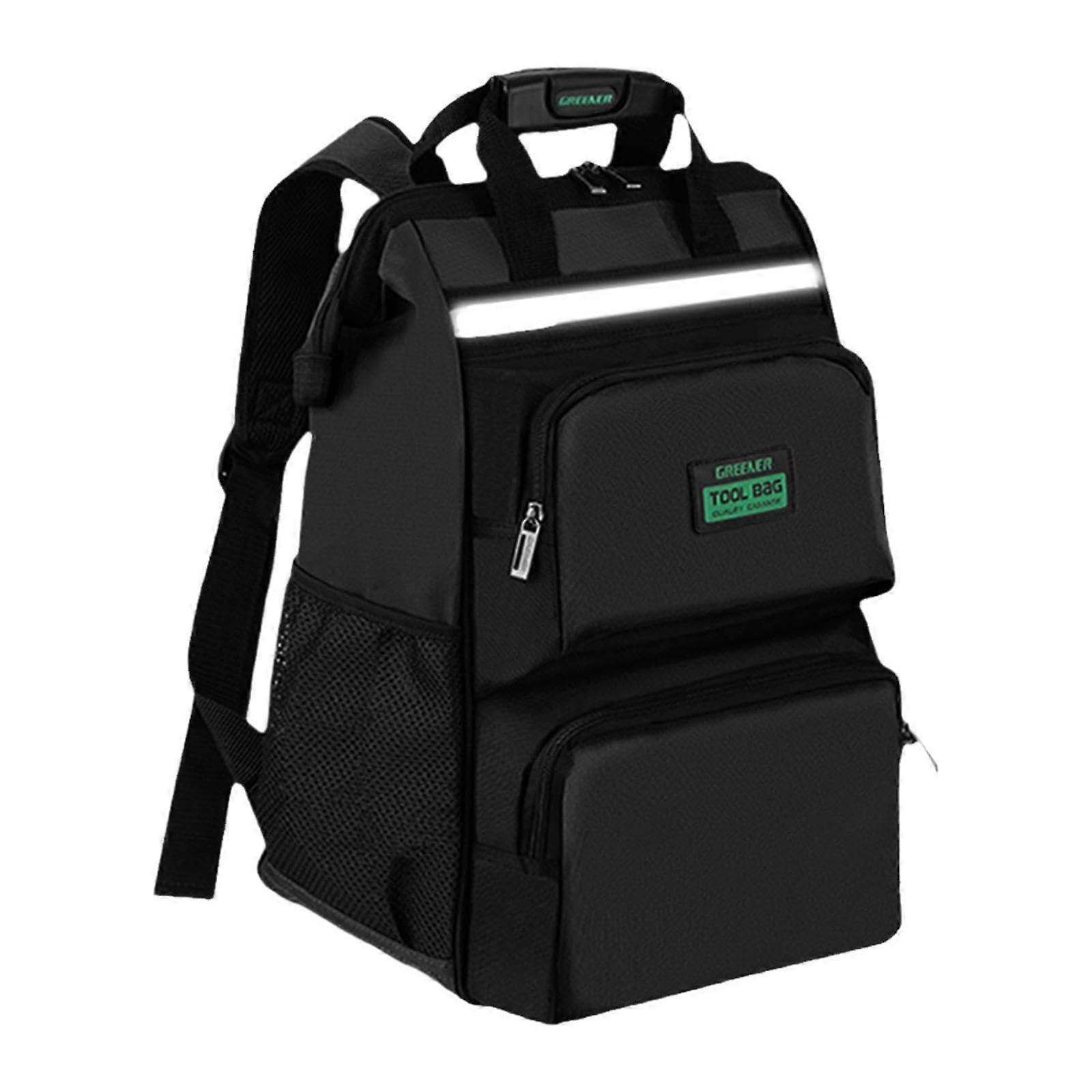 Tool Backpack Heavy Duty Oxford Cloth with Lockable Design and MultiPocket Storage 16 Inch