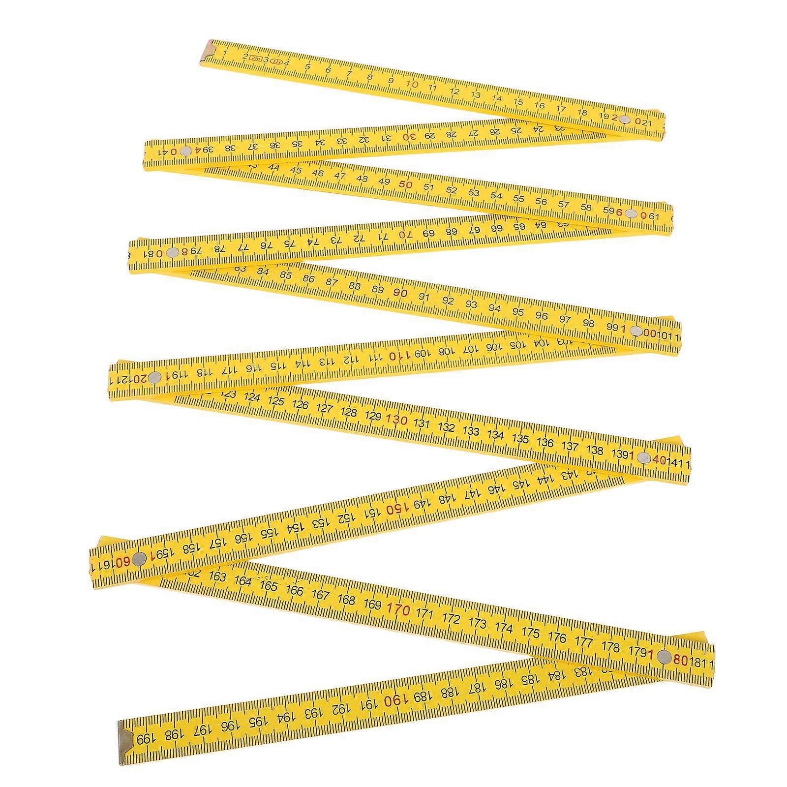 Meter Stick - 2 Meter Wooden Double Sided Folding Ruler - Precision Foldable Carpentry Measuring Tool For Woodworking Classroom Construction Projects