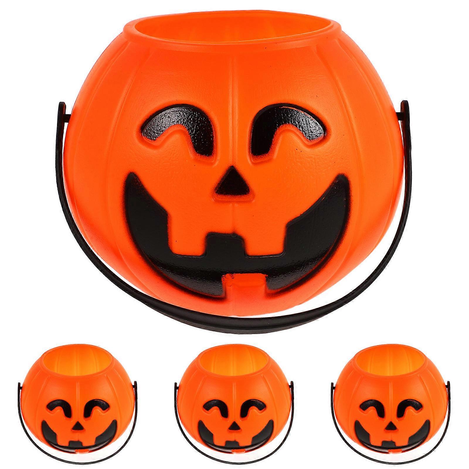 Handheld Candy Jar Pumpkin Candy Container Halloween Party Pumpkin Look 4Pcs