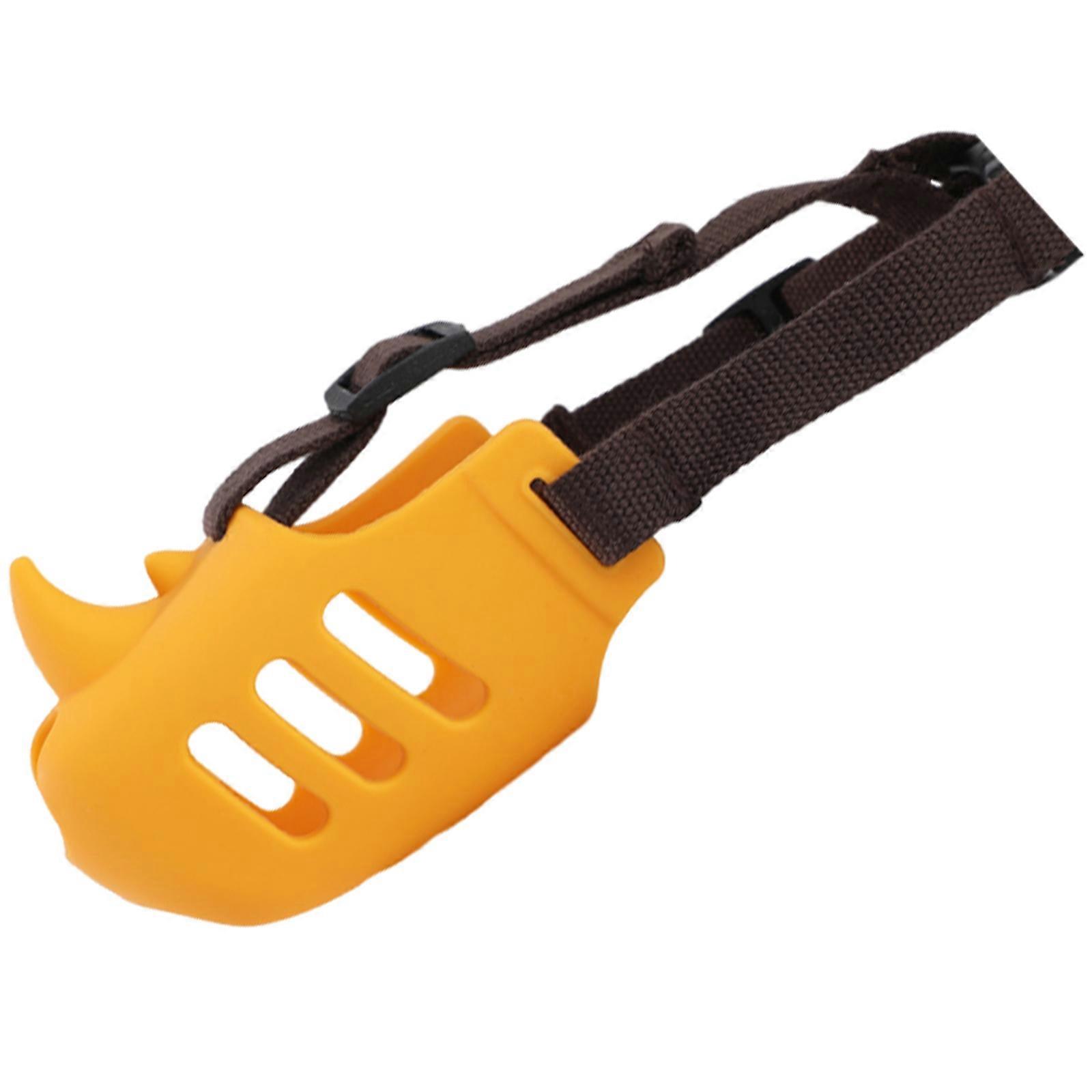 Dog Mouth Guard for Medium Large Secure Biting Proof Chewing Proof Adjustable Dog Muzzle  lemon yellow S