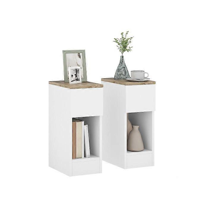 HOMCOM Set of Two Modern Storage Bedside Tables - White
